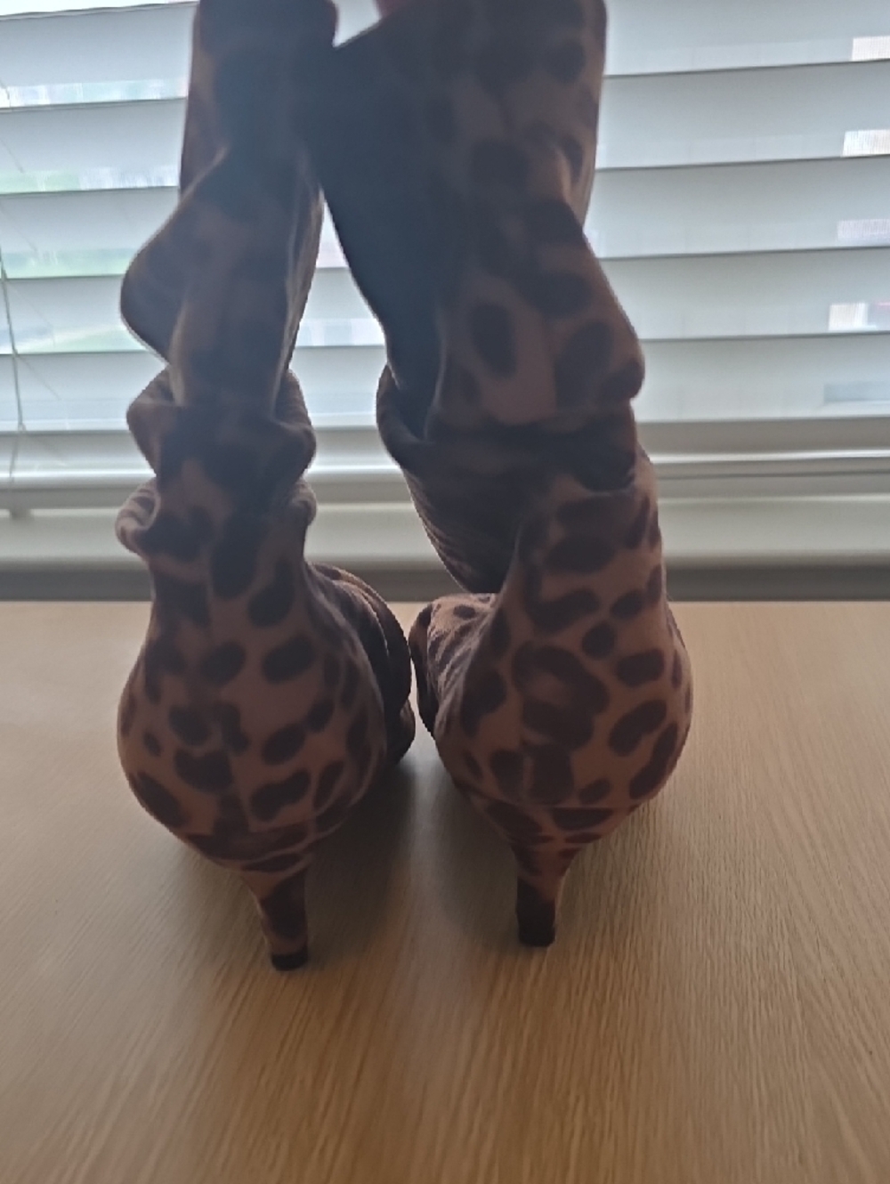 Leopard Print Pointed Toe Slouch Boots - Picture 4 of 5